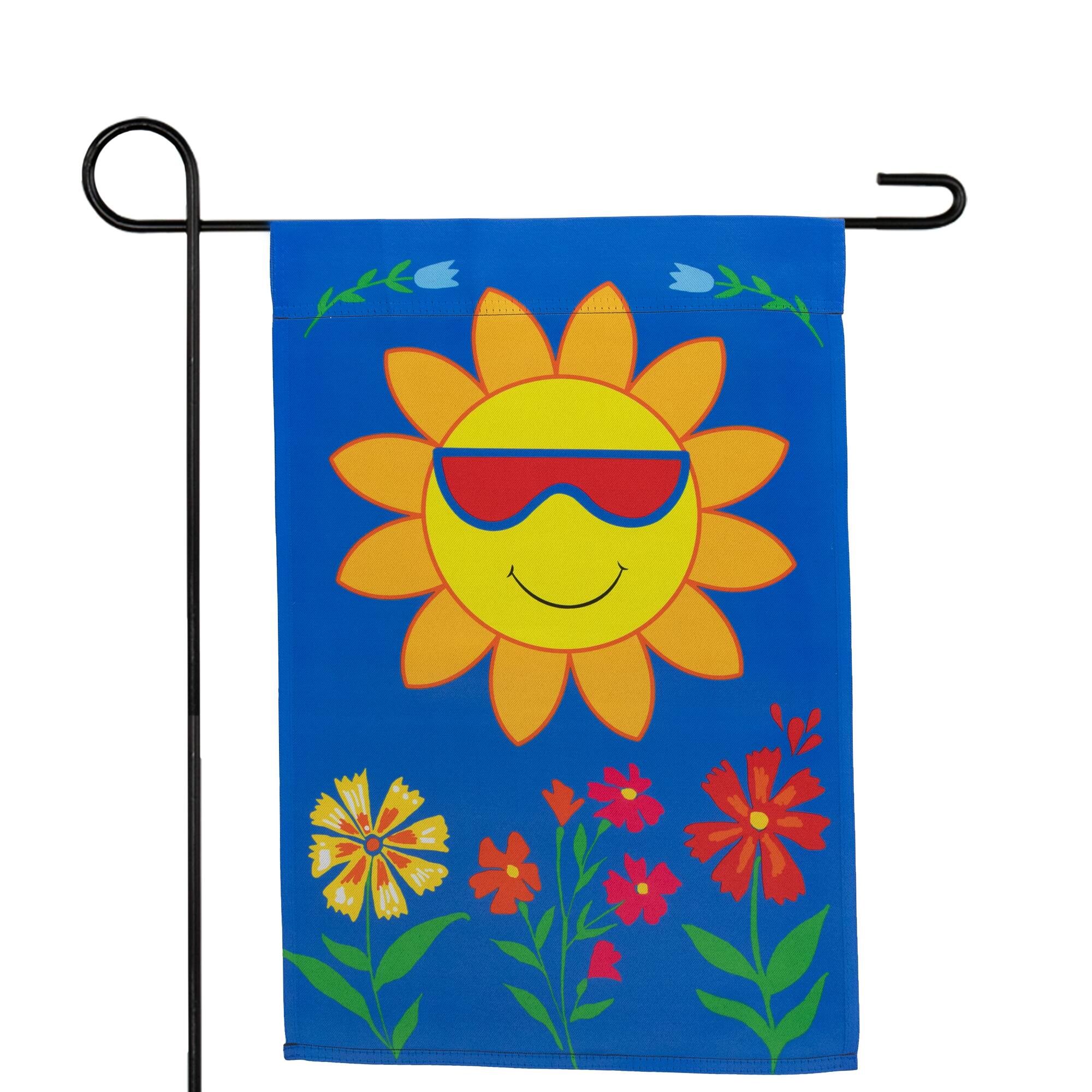 18" Smiling Sun Floral Garden Flag
